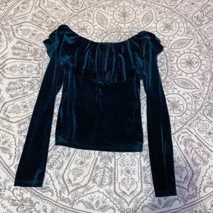 cute velvet off the shoulder top